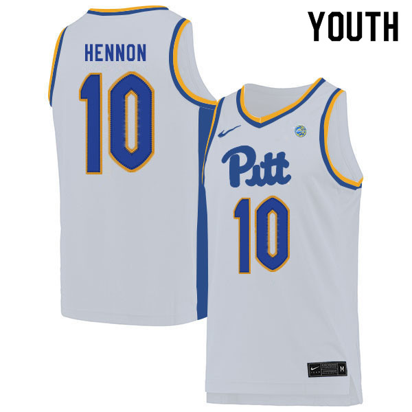 Youth #10 Don Hennon Pitt Panthers College Basketball Jerseys Sale-White